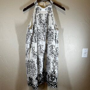 Badgley Mischka Embroidered Floral Halter Dress‎ Women’s Size 10 Preppy Spring